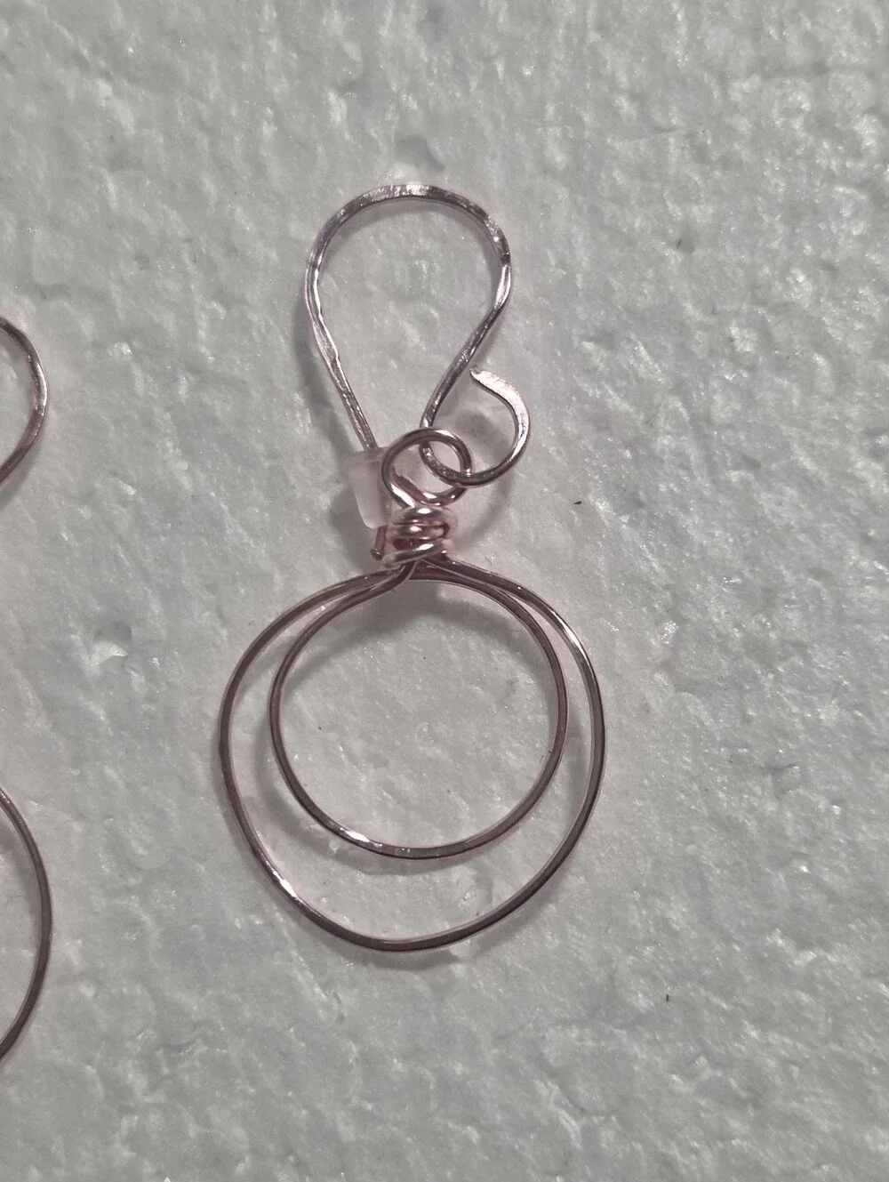 Handcrafted Rose Gold Double Hoop Drop Earrings - Women Jewelry